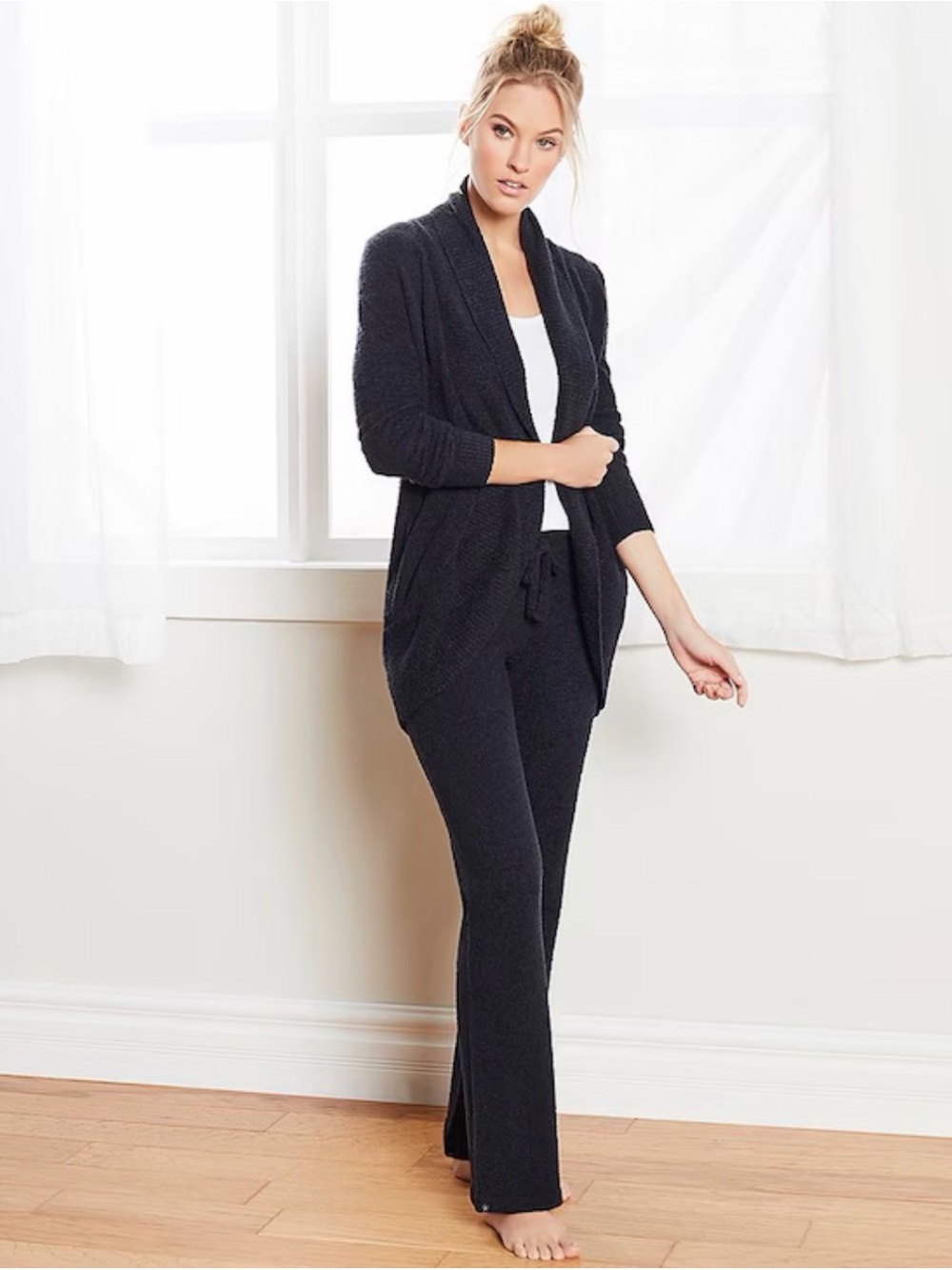Barefoot Dreams Navy Open-Front Shawl Collar Cardigan